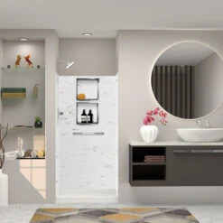 Transolid SaraMar 36"x36"x72" 3-Piece Shower Wall Kit, White Venito Velvet -Warm Bathroom 2b6122c102a0e183 4861 w800 h800 b0 p0