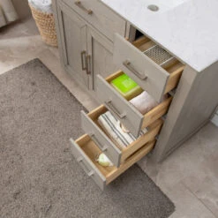 Grace 42" Single Bathroom Vanity In Rich Antique Gray Oak With Carrara White Quartz Top -Warm Bathroom 2b617b040018804e 8725 w800 h800 b0 p0