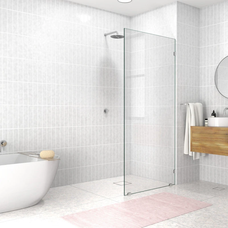78"x34" Frameless Shower Door Single Fixed Panel, Polished Chrome 3 78"x34" Frameless Shower Door Single Fixed Panel, Polished Chrome - Image 3