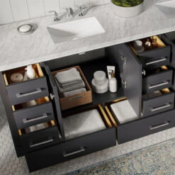 The Laurel Bathroom Vanity, Deep Gray, 84", Double Sink, Freestanding 17 The Laurel Bathroom Vanity, Deep Gray, 84", Double Sink, Freestanding -Warm Bathroom 2c51a4a203f6a009 7519 w800 h800 b0 p0
