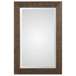 Rust Bronze With Gold Highlights Rectangular Mirror, Bathroom Mirror, 24 X 36
