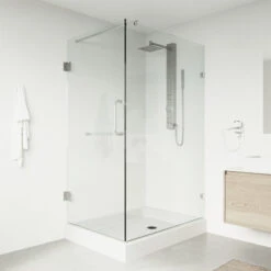 VIGO 36" X 48" Frameless 3/8" Shower, With Right Base, Chrome