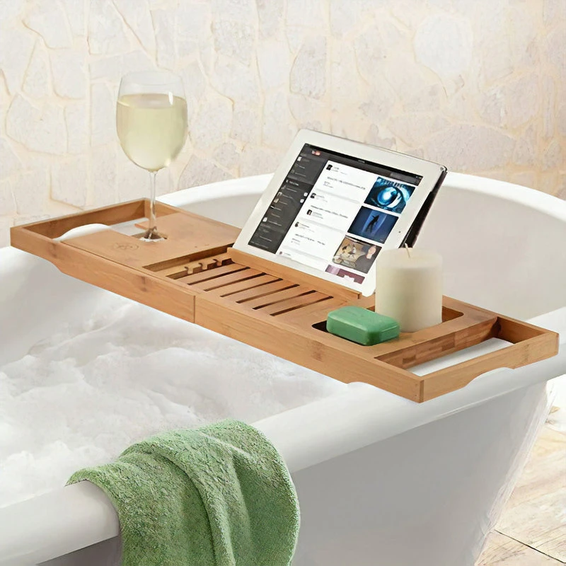 Bambusi By Belmint 100% Bamboo Bathtub Caddy With Extendable Sides 5 Bambusi By Belmint 100% Bamboo Bathtub Caddy With Extendable Sides - Image 5