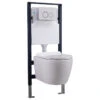 Homary Wall Hung Elongated Toilet Bowl 1.1/1.6 GPF Dual Flush Toilet, Bowl & Tan