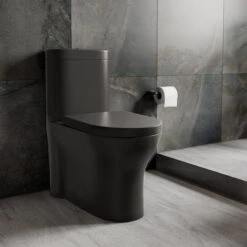 Monaco One Piece Elongated Toilet Dual Flush, Matte Black -Warm Bathroom 2de1da6f0179883e 9291 w800 h800 b0 p0