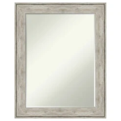 Crackled Metallic Petite Bevel Bathroom Wall Mirror 23 X 29 In.