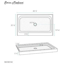 Voltaire 48"x32" Single-Threshold, Center Drain, Shower Base, Gray -Warm Bathroom 2ea18b90021545e8 6005 w800 h800 b1 p0