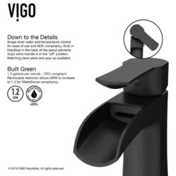 VIGO Paloma Single Hole Bathroom Sink Faucet, Matte Black -Warm Bathroom 2eb12df00f59e16c 2883 w800 h800 b1 p0