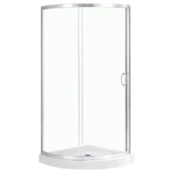 Ove Decors Breeze 34 Shower Kit, Clear Glass Panels And Base, Satin Nickel