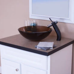 Squared Waterfall Vessel Faucet, Oil Rubbed Bronze, Tea Glass -Warm Bathroom 2ec1ff560c76b471 6500 w800 h800 b0 p0