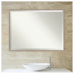 Hardwood Wedge Whitewash Beveled Wood Bathroom Wall Mirror - 41.25 X 31.25 In. -Warm Bathroom 2ed1be2a0fcfd395 6898 w800 h800 b1 p0