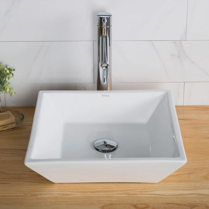 Elavo Ceramic Square Vessel White Sink 2 Elavo Ceramic Square Vessel White Sink - Image 2