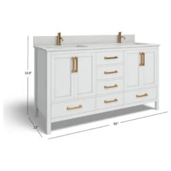 Eleanor Bath Vanity, White, 60", Double Sink, Freestanding 20 Eleanor Bath Vanity, White, 60", Double Sink, Freestanding -Warm Bathroom 30418c6103c743ba 7682 w800 h800 b1 p0
