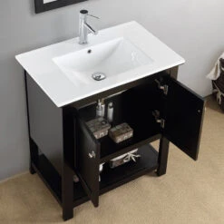 Fresca Manchester 30" Single Bathroom Vanity In Black With White Ceramic Top -Warm Bathroom 305131660f08f2ae 2515 w800 h800 b0 p0