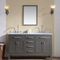 Danny Double Bathroom Vanity Set, Maple Gray, 60" -Warm Bathroom 305141db00df6e64 5981 w800 h800 b0 p0