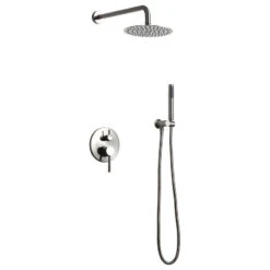 Modern Wall Mounted Rain Shower System With Handheld Shower, Brushed Nickel, 10