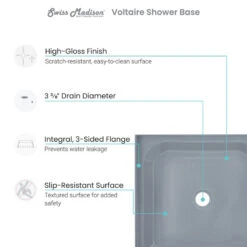 Voltaire 60"x30" Single-Threshold, Center Drain, Shower Base, Gray 12 Voltaire 60"x30" Single-Threshold, Center Drain, Shower Base, Gray -Warm Bathroom 30c16b9a0f7f3bbf 5954 w800 h800 b0 p0