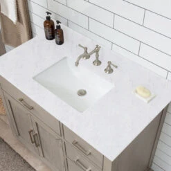 Grace 42" Single Bathroom Vanity In Rich Antique Gray Oak With Carrara White Quartz Top -Warm Bathroom 31a1080d00188073 8725 w800 h800 b0 p0