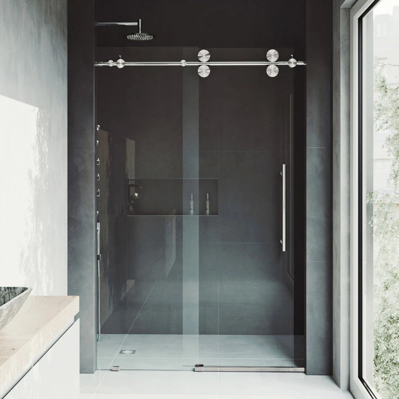 VIGO 64x74 Elan Frameless Sliding Shower Door, Stainless Steel 6 VIGO 64x74 Elan Frameless Sliding Shower Door, Stainless Steel - Image 6