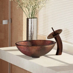 R5-5014 Frosted Glass Vessel Sink, R9-7001 Faucet, Antique Bronze, Oil Rubbed Br -Warm Bathroom 31b1278c0c891921 1284 w800 h800 b0 p0
