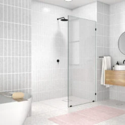 78"x34.5" Frameless Shower Door Single Fixed Panel, Matte Black