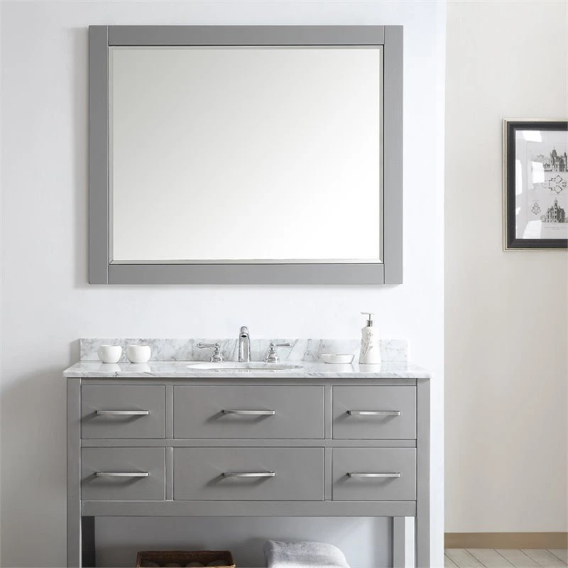 Vinnova Florence 48" Bathroom Vanity Framed Wall Mirror In Gray 2 Vinnova Florence 48" Bathroom Vanity Framed Wall Mirror In Gray - Image 2