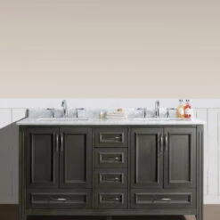 Jude French Bathroom Vanity, Distressed Gray, 60", Double