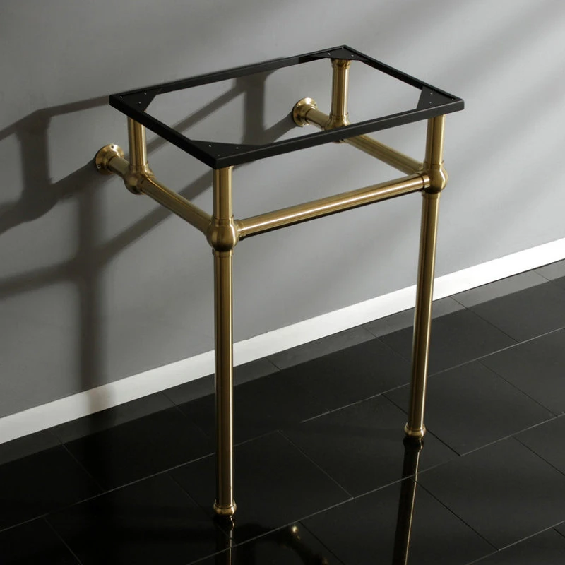 Fauceture 24" X 20-3/8" X 33-1/4" Brass Console Sink Legs, Brushed Brass 2 Fauceture 24" X 20-3/8" X 33-1/4" Brass Console Sink Legs, Brushed Brass - Image 2