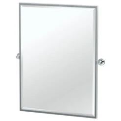 Glam 32.5" Framed Rectangle Mirror, Satin Nickel