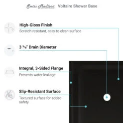 Voltaire 36"x36" Acrylic Black, Single-Threshold, Center Drain, Shower Base -Warm Bathroom 3271ac370eb5c48a 5127 w800 h800 b0 p0