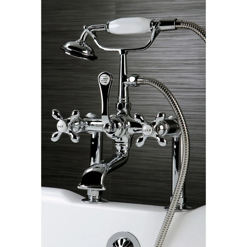Kingston Brass 7" Deck Mount Clawfoot Tub Faucet W/Hand Shower, Polished Chrome 4 Kingston Brass 7" Deck Mount Clawfoot Tub Faucet W/Hand Shower, Polished Chrome - Image 4