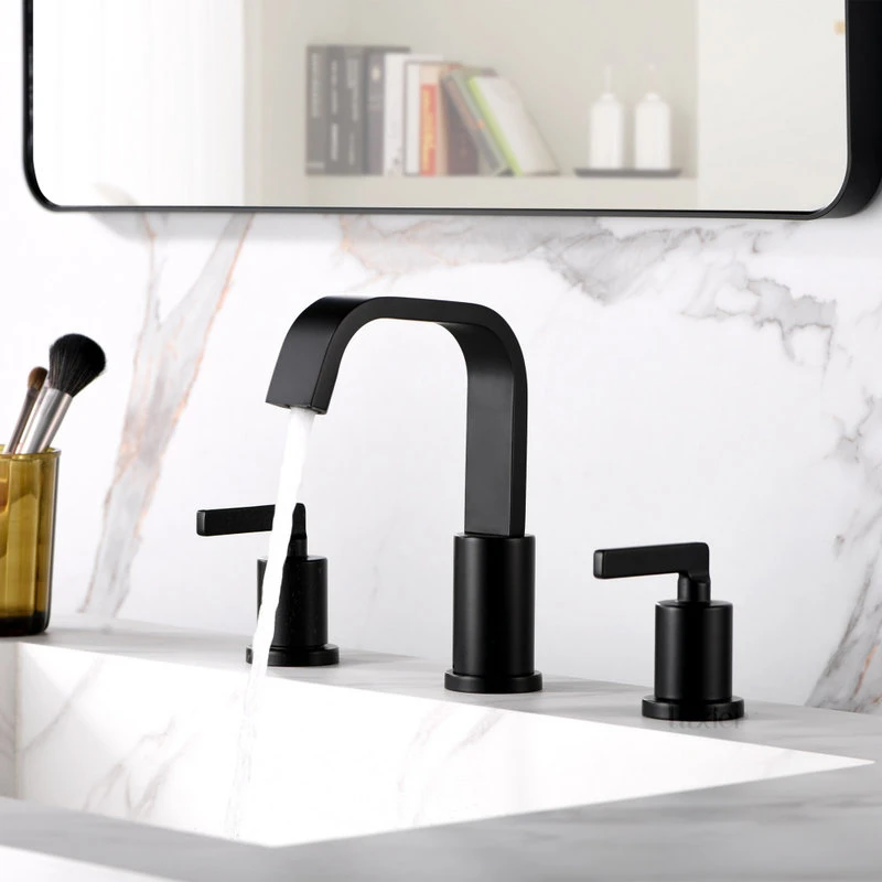 Luxier WSP04-T 2-Handle Widespread Bathroom Faucet With Drain, Matte Black 6 Luxier WSP04-T 2-Handle Widespread Bathroom Faucet With Drain, Matte Black - Image 6
