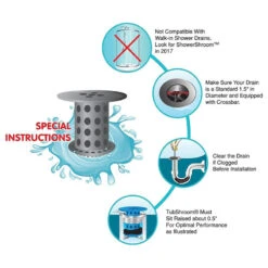 Lasco 03-1322 TubShroom Batchtub Drain Hair Catcher/Strainer/Snare, Gray -Warm Bathroom 334110f10b3be55b 6999 w800 h800 b1 p0