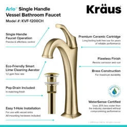 Arlo Single Handle Lever 1-Hole Vessel Bathroom Faucet Brushed Gold W PU Drain -Warm Bathroom 33517f9800e5ea14 3266 w800 h800 b0 p0