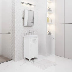 Mia 18" Single Vanity With Single Door, Pure White -Warm Bathroom 3361c63c024b2847 9944 w800 h800 b0 p0