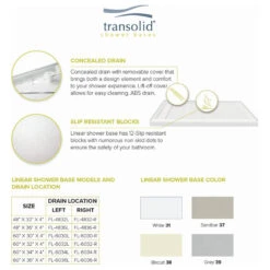 Transolid Linear 60"x34" Rectangular Shower Base With Left Hand Drain, White -Warm Bathroom 33817a980ec2852d 5699 w800 h800 b1 p0