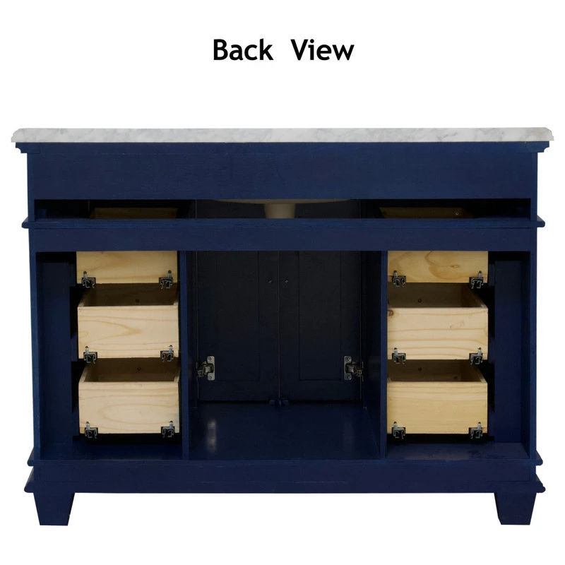 Elizabeth 48" Bathroom Vanity, White, Carrara Marble 7 Elizabeth 48" Bathroom Vanity, White, Carrara Marble - Image 7