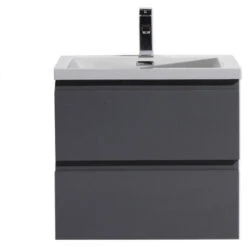 MOB 24" Wall-Mounted Single Bathroom Vanity In High Gloss Gray