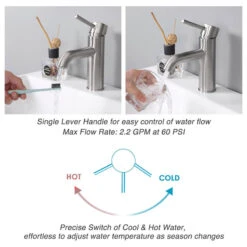 Aquaterior 1 Hole Bathroom Sink Round Faucet 1 Lever Cold & Hot Water Nickel -Warm Bathroom 34317edf0d69654b 6284 w800 h800 b1 p0