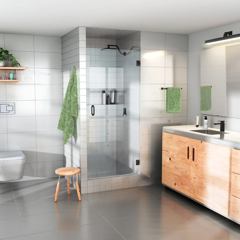 78"x28.375-28.75" Frameless Shower Door, Enduroshield Technology, Matte Black 4 78"x28.375-28.75" Frameless Shower Door, Enduroshield Technology, Matte Black - Image 4