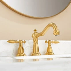 Corella Widespread Bathroom Basin Sink Faucet, Brushed Gold -Warm Bathroom 35118bc9027a47e7 2079 w800 h800 b0 p0