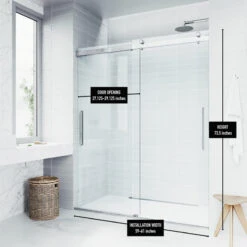 VIGO 60" X 74" Caspian Adjustable Frameless Sliding Shower Door, Chrome -Warm Bathroom 35f148a401813caa 9288 w800 h800 b0 p0