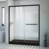DreamLine Infinity-Z 34x60" Sliding Shower Door, Satin Black, Left Black Base