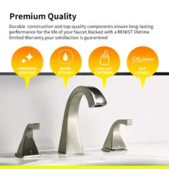 8" Brass Widespread Bathroom Sink Faucet, Brushed Nickel -Warm Bathroom 37119e450dd8e4d5 2990 w800 h800 b0 p0