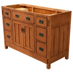 American Craftsman 48" Single Bathroom Vanity Cabinet Base Only In Rustic Brown With Top