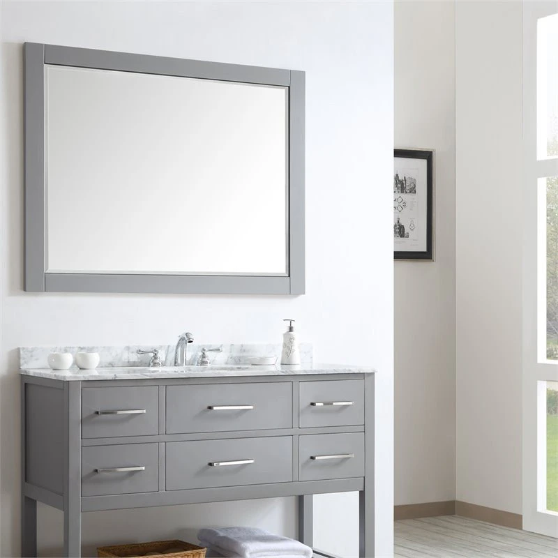 Vinnova Florence 48" Bathroom Vanity Framed Wall Mirror In Gray 3 Vinnova Florence 48" Bathroom Vanity Framed Wall Mirror In Gray - Image 3