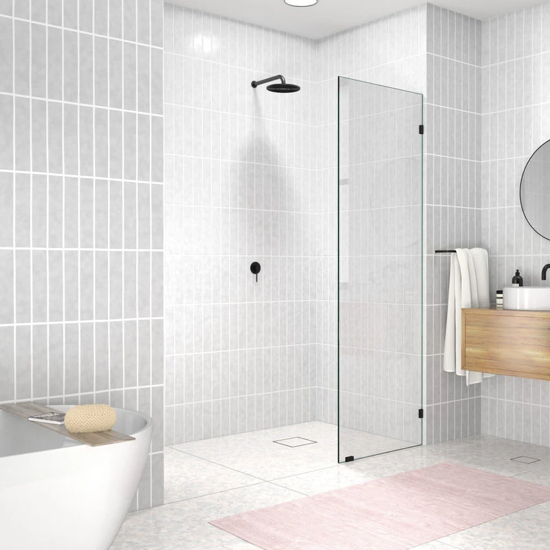 78"x21" Frameless Shower Door Single Fixed Panel, Matte Black 1 78"x21" Frameless Shower Door Single Fixed Panel, Matte Black