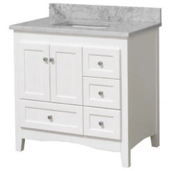 Abbey 36" Bathroom Vanity, White, Carrara Marble 10 Abbey 36" Bathroom Vanity, White, Carrara Marble -Warm Bathroom 3a718fd902d1b08d 2777 w800 h800 b1 p0