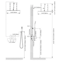 2-Function Thermostatic Shower System With Square Rain Shower And Hand Shower, 2 -Warm Bathroom 3aa178b80f97def7 7969 w800 h800 b1 p0