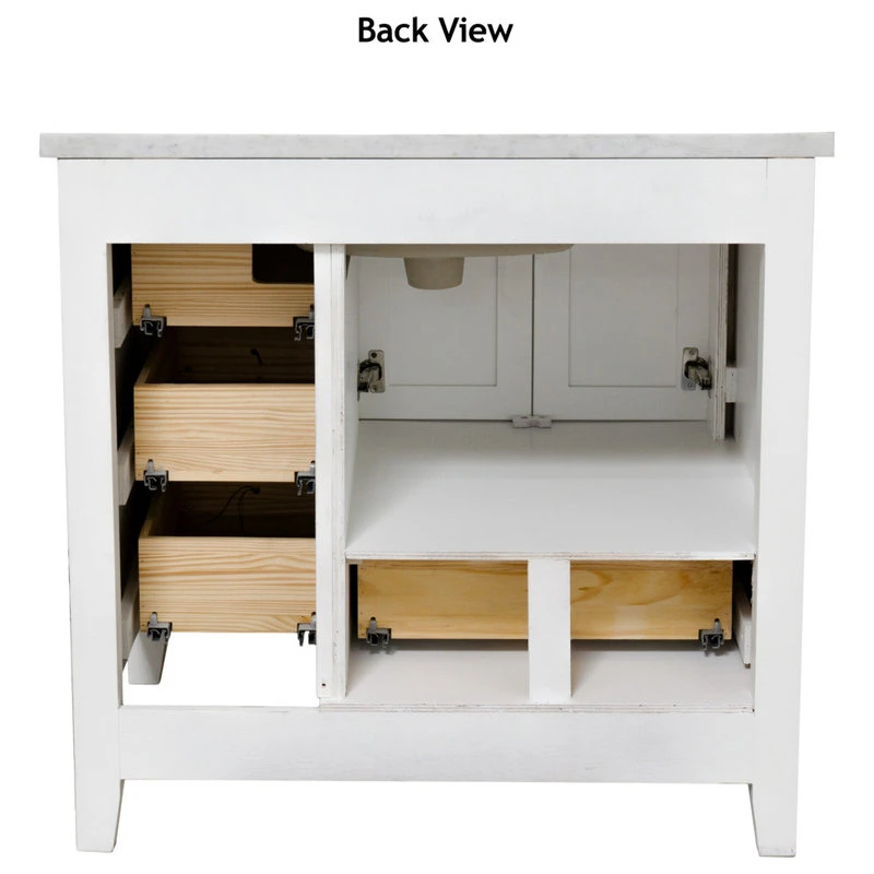 Abbey 36" Bathroom Vanity, White, Carrara Marble 7 Abbey 36" Bathroom Vanity, White, Carrara Marble - Image 7